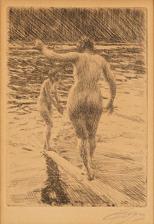Anders Zorn,  etching, 1919, signed.