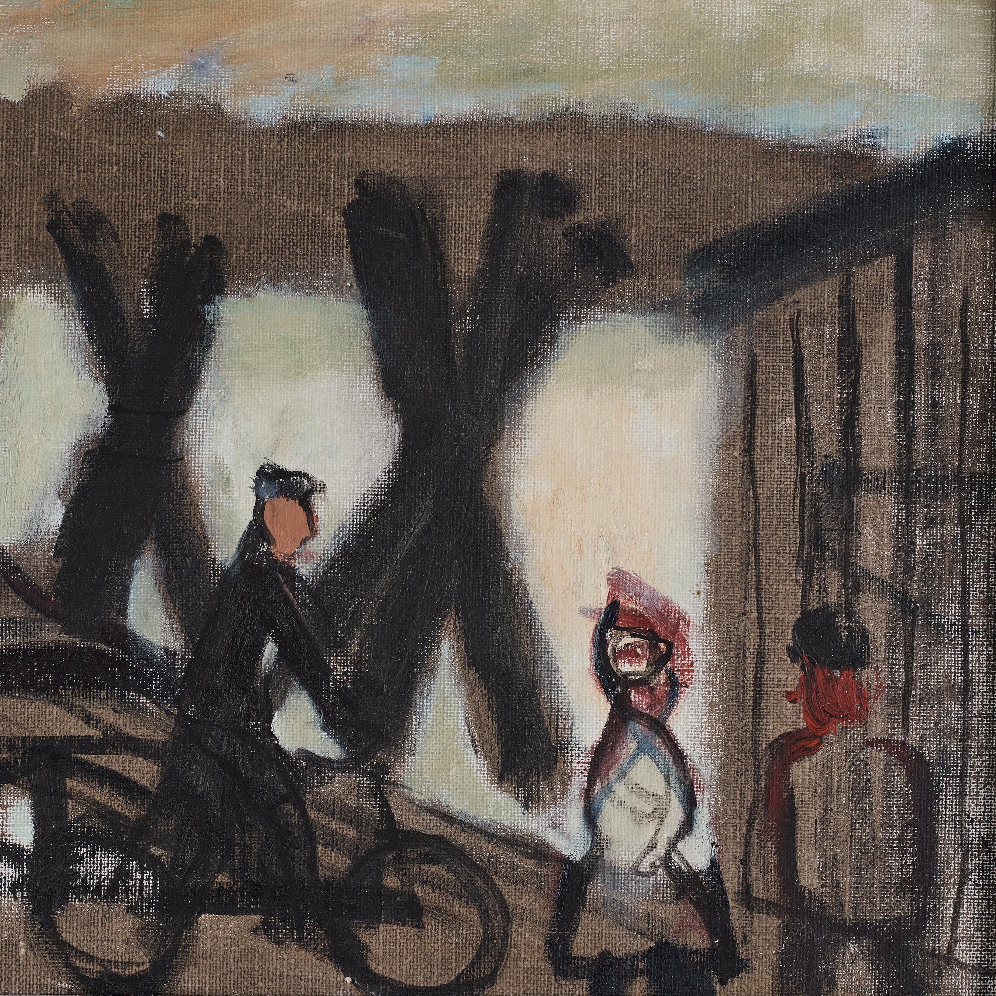Ragnar Sandberg, By the harbour, man on bike.