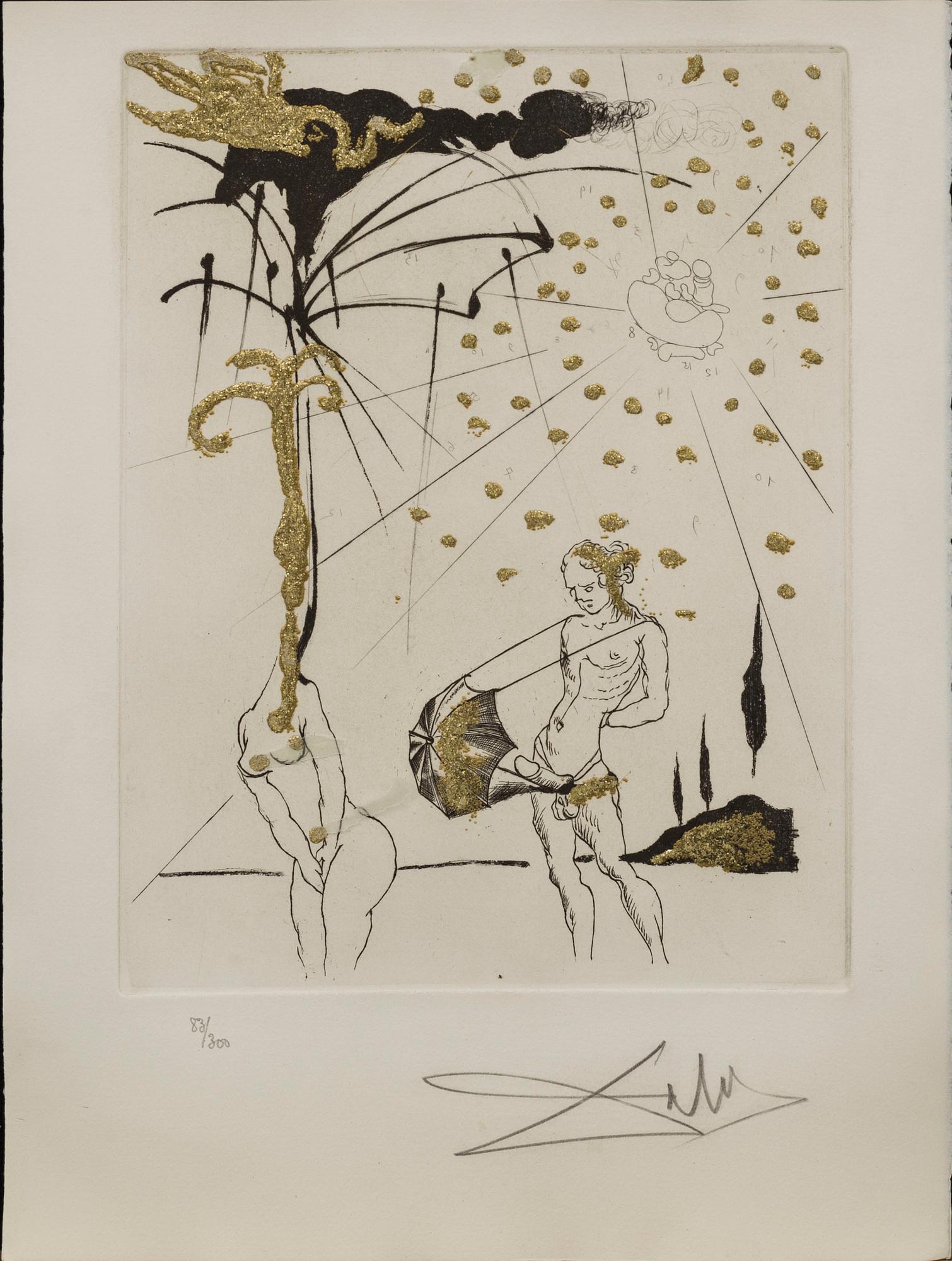 SALVADOR DALÍ, mapp med 10 gravyer med förgyllning, "Les Amours Jaunes", signerade och numrerade 83/300.