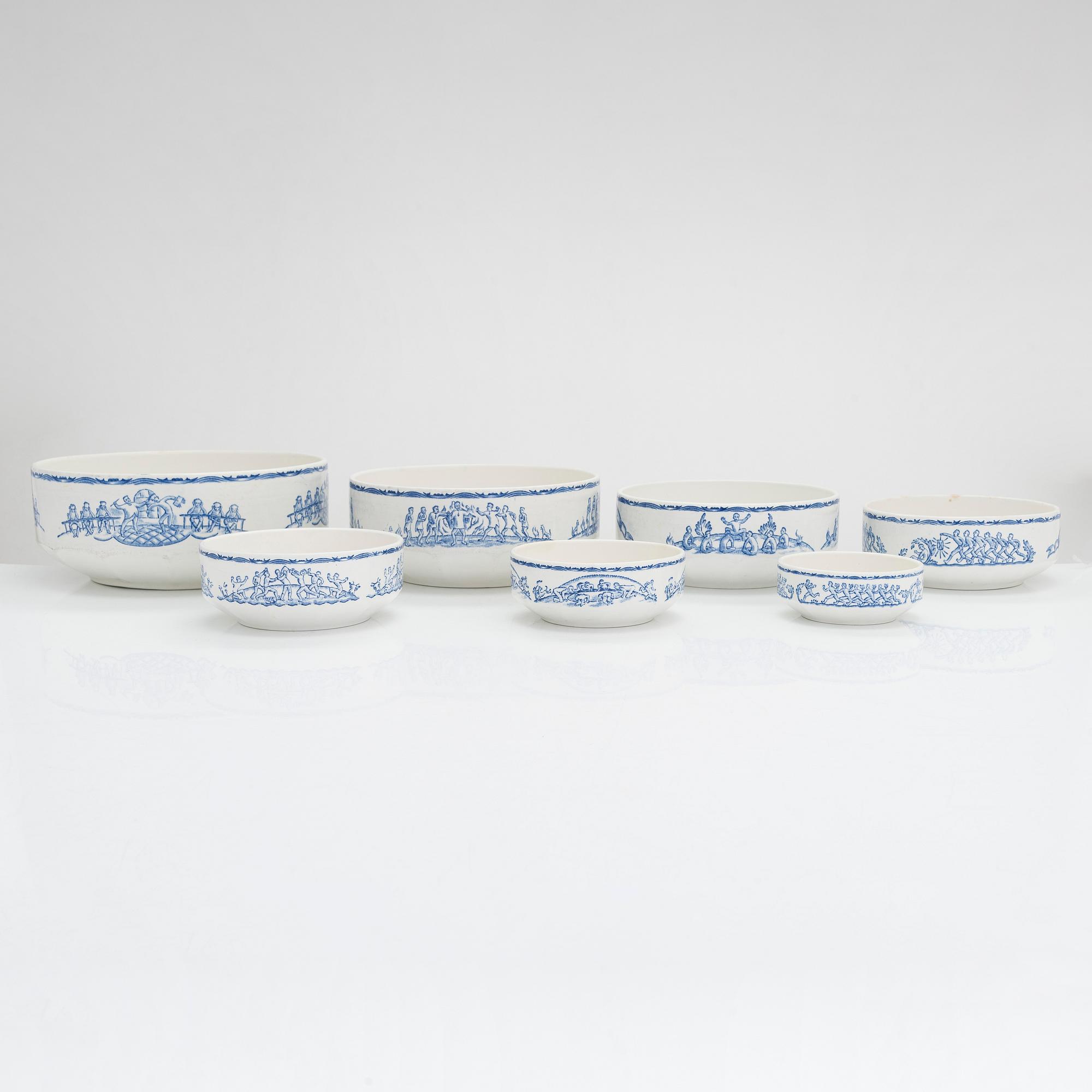 Svea Granlund, bowls, 7 pcs, "Seven Brothers", Arabia, 1928-32.