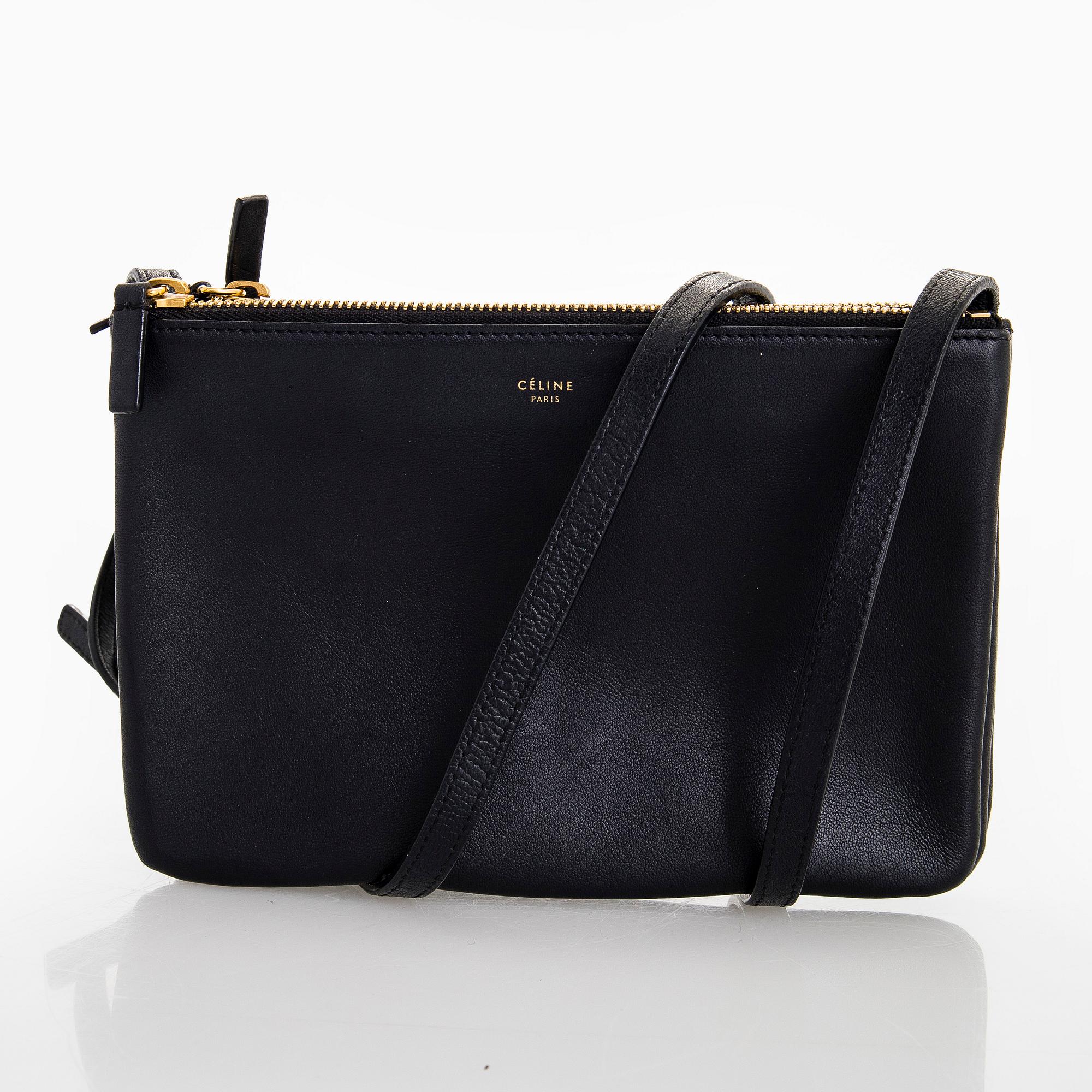 Céline, a black leather 'Trio Small' bag.
