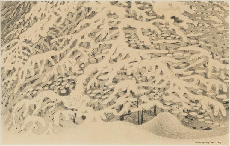 Oskar Bergman, pencil drawaing, signed and dated 1924.