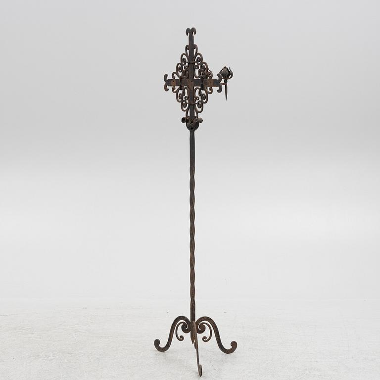 Floor candlestick, wrought iron, circa 1900.