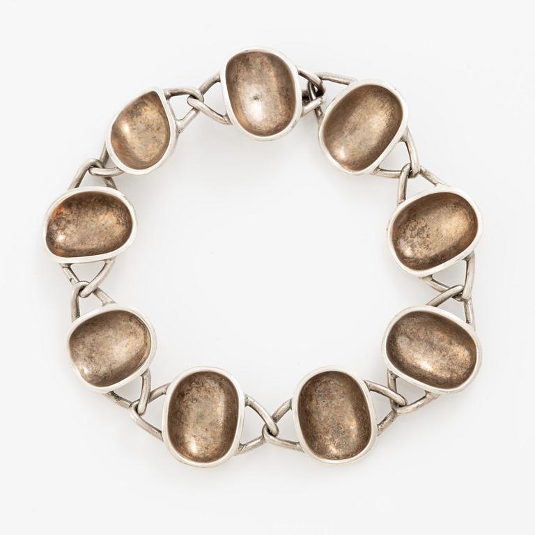 Jewellery set, earrings and bracelet, silver, Sigurd Persson for Stigbert, Engelbert. Stockholm 1954 and 1957.