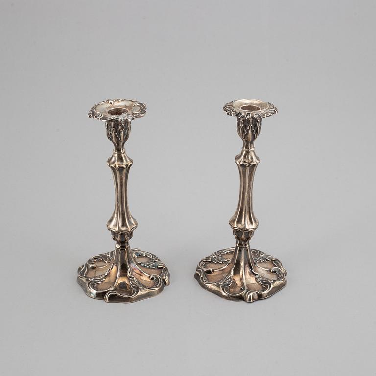 A pair of silver candlesticks, mark of Gustaf Möllenborg, Stockholm 1856.