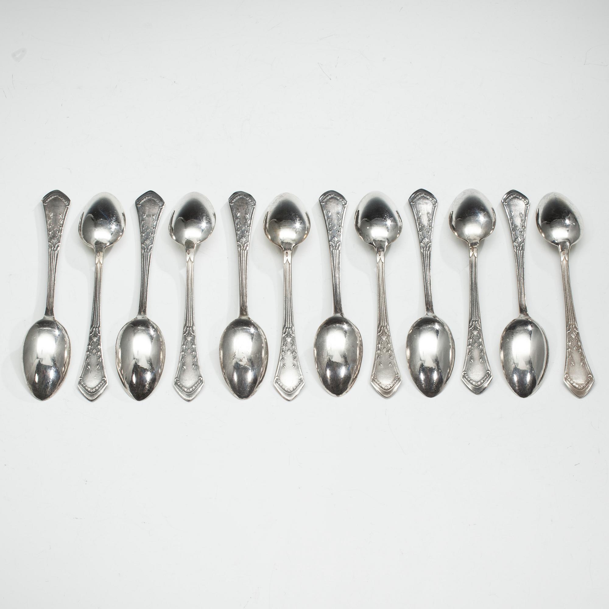 EFTERRÄTTSSKEDAR, 12 st, silver 875, Sovjetunionen, 1900-tal. Vikt tot. 371 g.