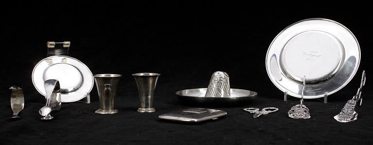 PARTI SILVER, 11 delar, bla Karl Anderson, Stockholm, 1903, tot vikt ca 486 g.