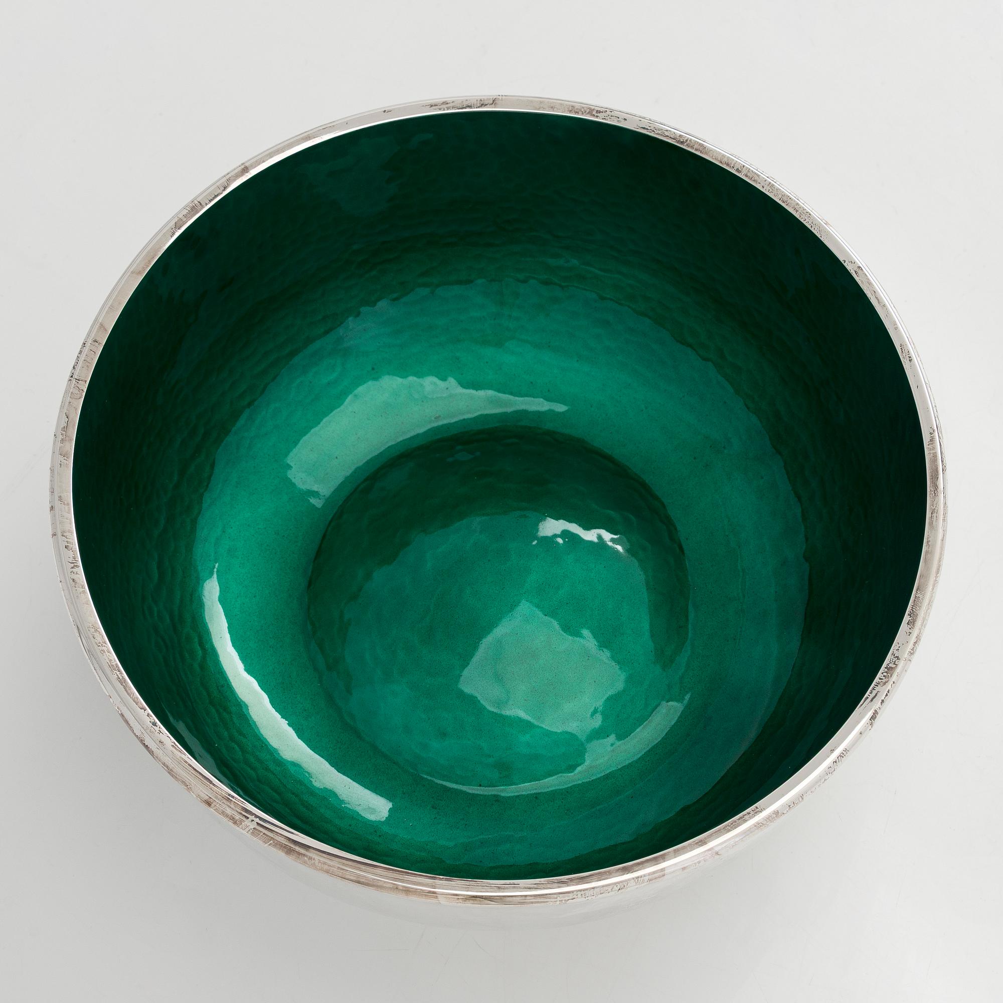 A sterling silver and enamel bowl, maker's mark of A. Tillander, Helsinki 2005.