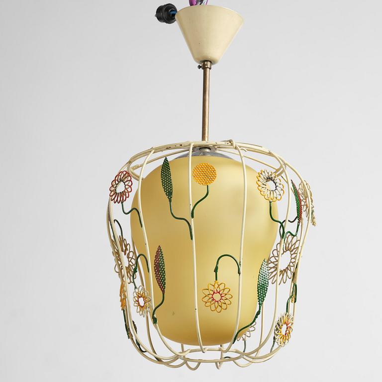 Ulla & Gunnar Eklöf, attributed to, a pair of Swedish Modern ceiling lamps, Corona Belysningskultur, Stockholm, 1940s.
