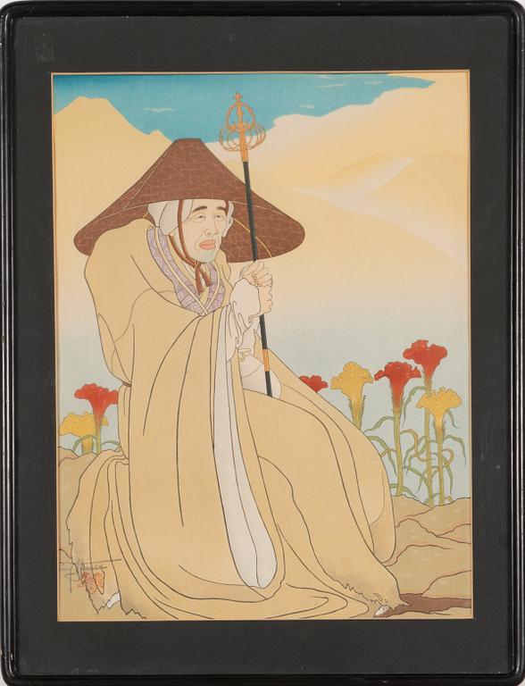 Paul Jacoulet, träsnitt, signerad.