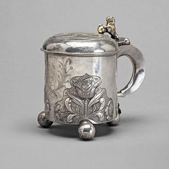 Peter Peteren, Bergen  omkring 1800, Dryckeskanna, silver.