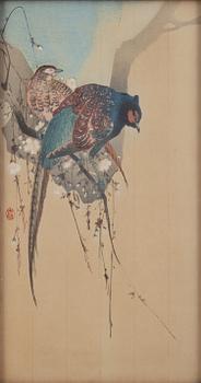 Ohara Koson, 'Pheasant Couple and Plum Blossom'.