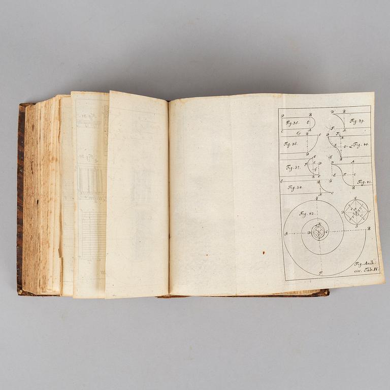 Matematik, 1725, med 54 graverade planscher.