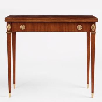 A Gustavian mahogany games table by Georg Haupt (master in Stockholm 1770-84).