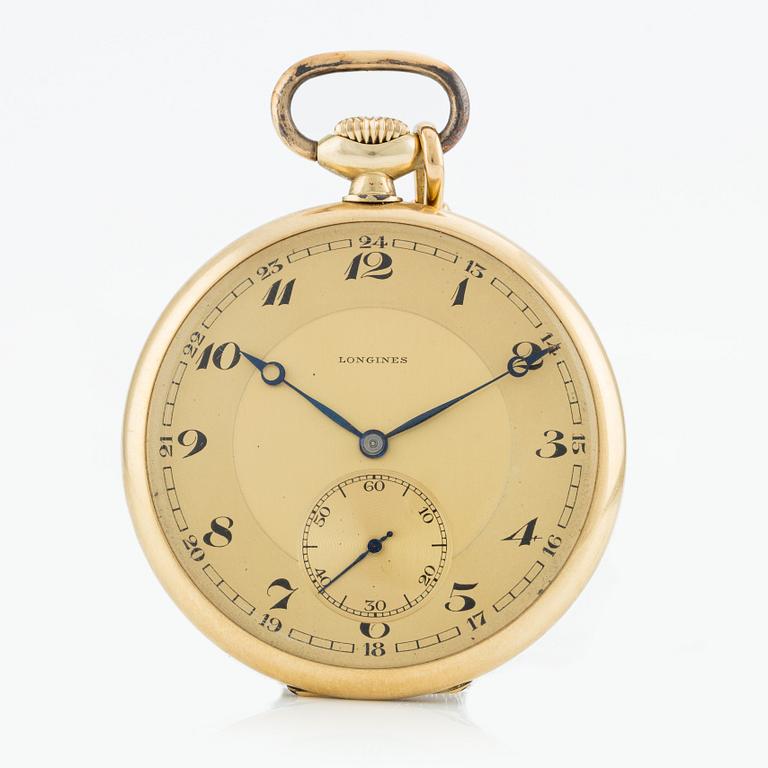 Longines, pocket watch, 14K gold, 48 mm.