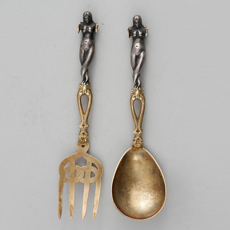 UPPLÄGGNINGSBESTICK, 2 st, silver, Sverige, 1894, vikt 185 g.