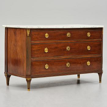 A late Gustavian mahogany commode, Stockholm, late 18th century.