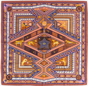Hermès, scarf, "Ors Bleus D'Afrique".