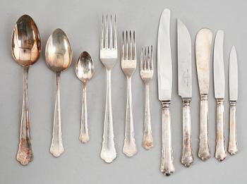BESTICK,  93 delar, nysilver, 1900-talets första hälft.
