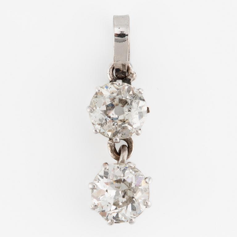 Pendant with two old-cut diamonds.