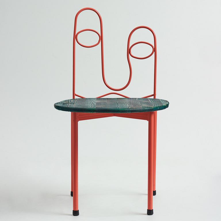 Fredrik Paulsen, Kristoffer Sundin and Simon Klenell, 4 chairs, made exclusively for the restaurant Omnipollo in Gothenburg Sweden, 2018.