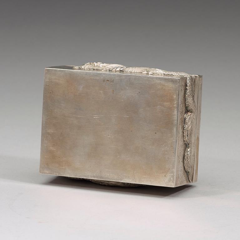 CIGARRASK, SALTKAR samt TÄNDSTICKSHÅLLARE, exportsilver. Bla Chen Hua, 1900-talets början.
