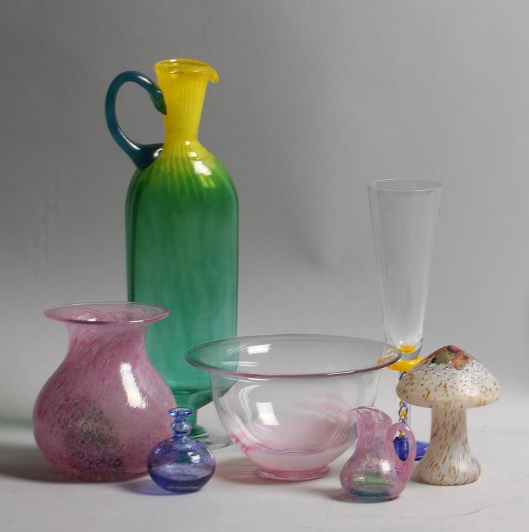 PARTI GLAS, 7 delar, bl a Bertil Vallien, Boda Artist Collection.