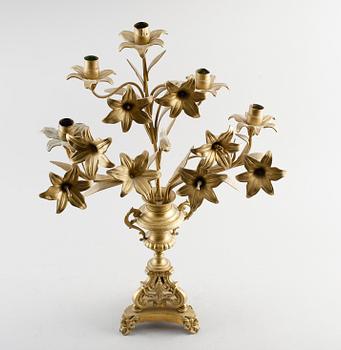 KANDELABER, mässing, Louis XIV-stil, 1800-talets andra hälft.