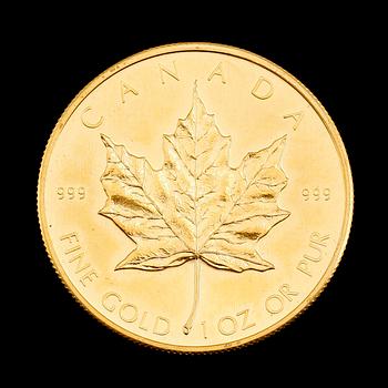 GULDMYNT, fine gold, 50 dollar, Elizabeth II, Canada, 1979. Vikt ca 31 gram.