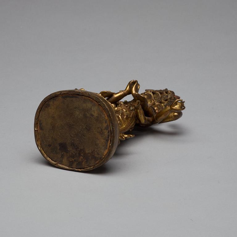 ELVAHÖVDAD AVALOKITESHVARA, brons. Tibetokinesisk, 1800-tal.