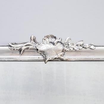 A Swedish Rococo mid-18th century mirror with silver frame  signed by Christian Precht.