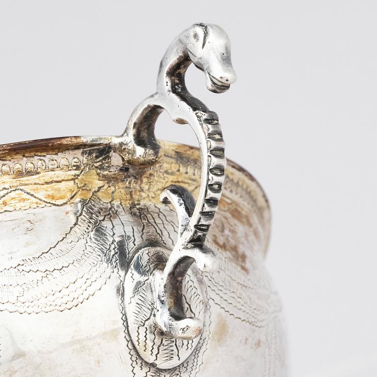 Christopher Bauman, brännvinsskål, silver, Hudiksvall 1797.