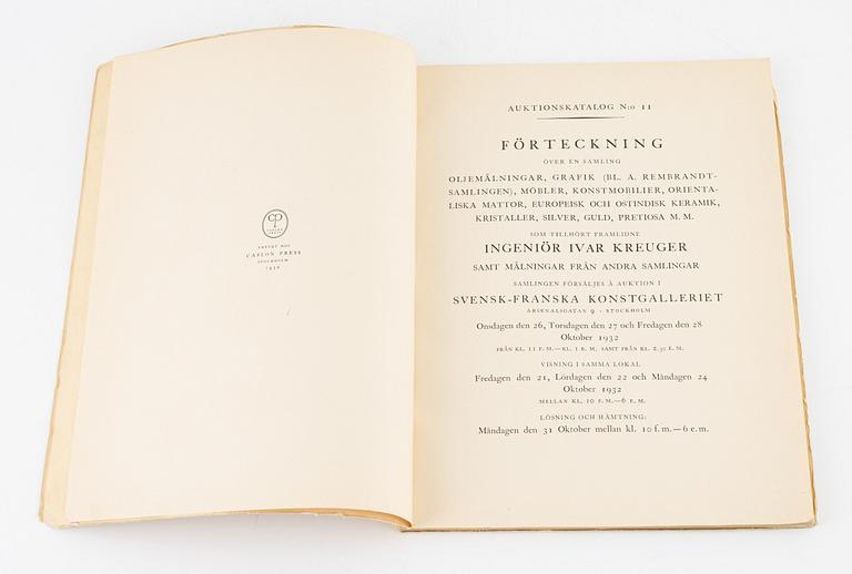 Sale catalogues of Ivar Kreuger.