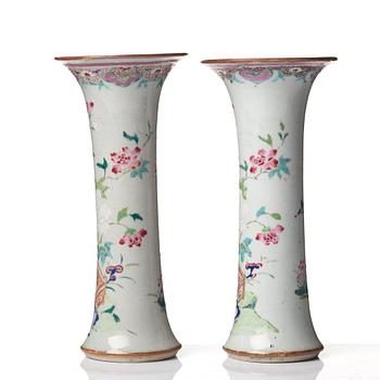 A pair of famille rose vases, Qing dynasty, Qianlong (1736-95).