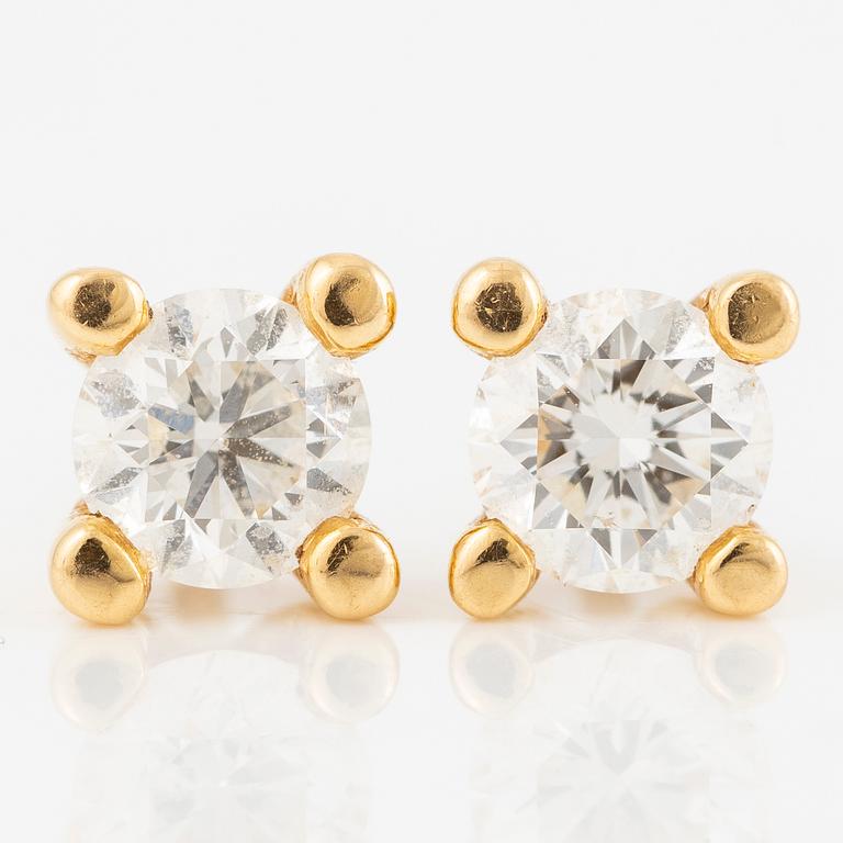 Earrings, a pair, 18K gold with brilliant-cut diamonds.
