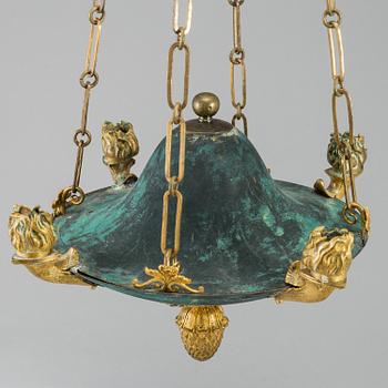 A Swedish Empire four-light hanging lamp, early 19th century.