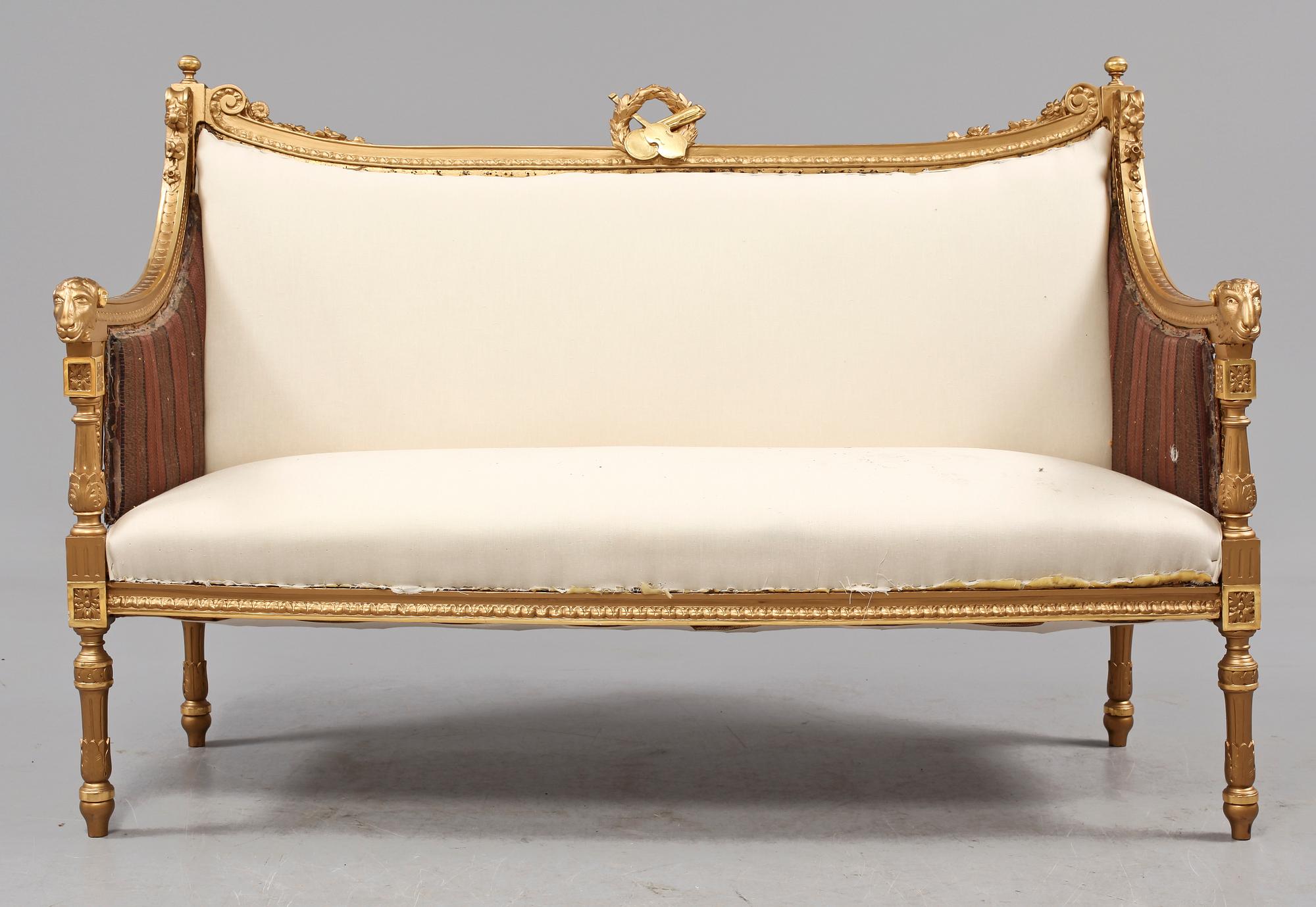 SALONGSGRUPP, 8 delar, Louis XVI-stil, 1900-talets första hälft.