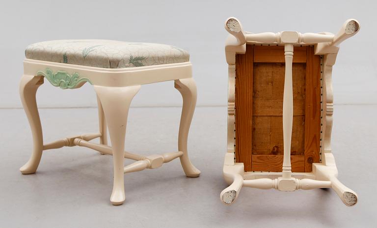 TABURETTER, 1 par, rokokostil, 1900-talets mitt.