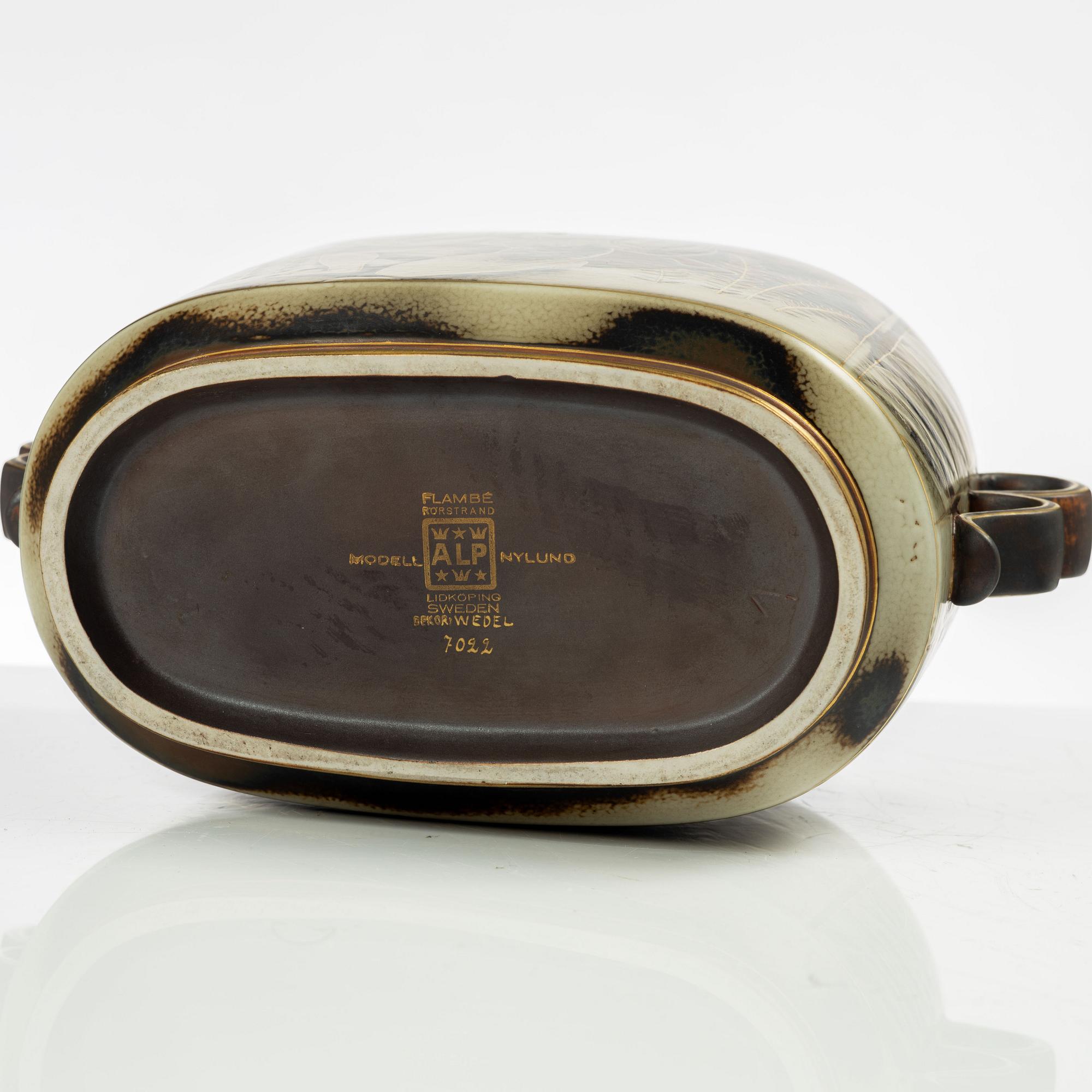 Gunnar Nylund, urna med lock, "Flambé", Rörstrand.