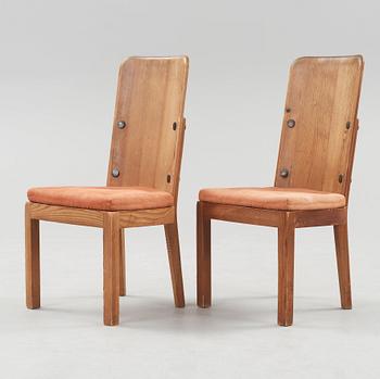 A pair of Axel Einar Hjorth 'Lovö' pine chairs, Nordiska Kompaniet, 1930's.