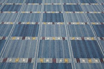 Barbro Nilsson, a carpet, "Falurutan mellanblå", flat weave, ca 257,5-260 x 167-169 cm, signed AB MMF BN.