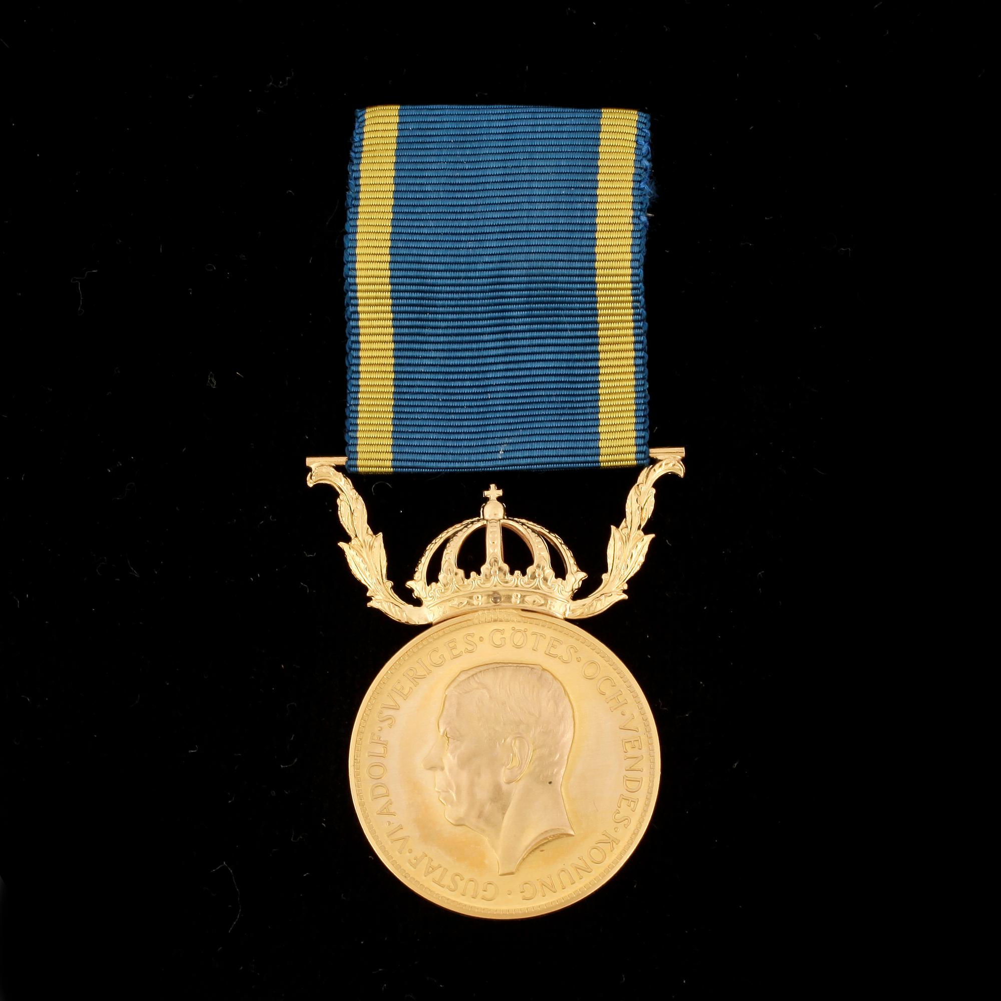 MEDALJ, guld, För nit och redlighet i rikets tjänst, 1960. Vikt ca 16,8g.