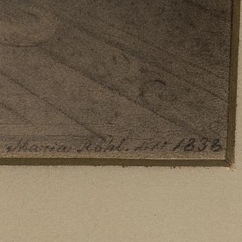 Maria Röhl, pencil, signerad and dated 1838.