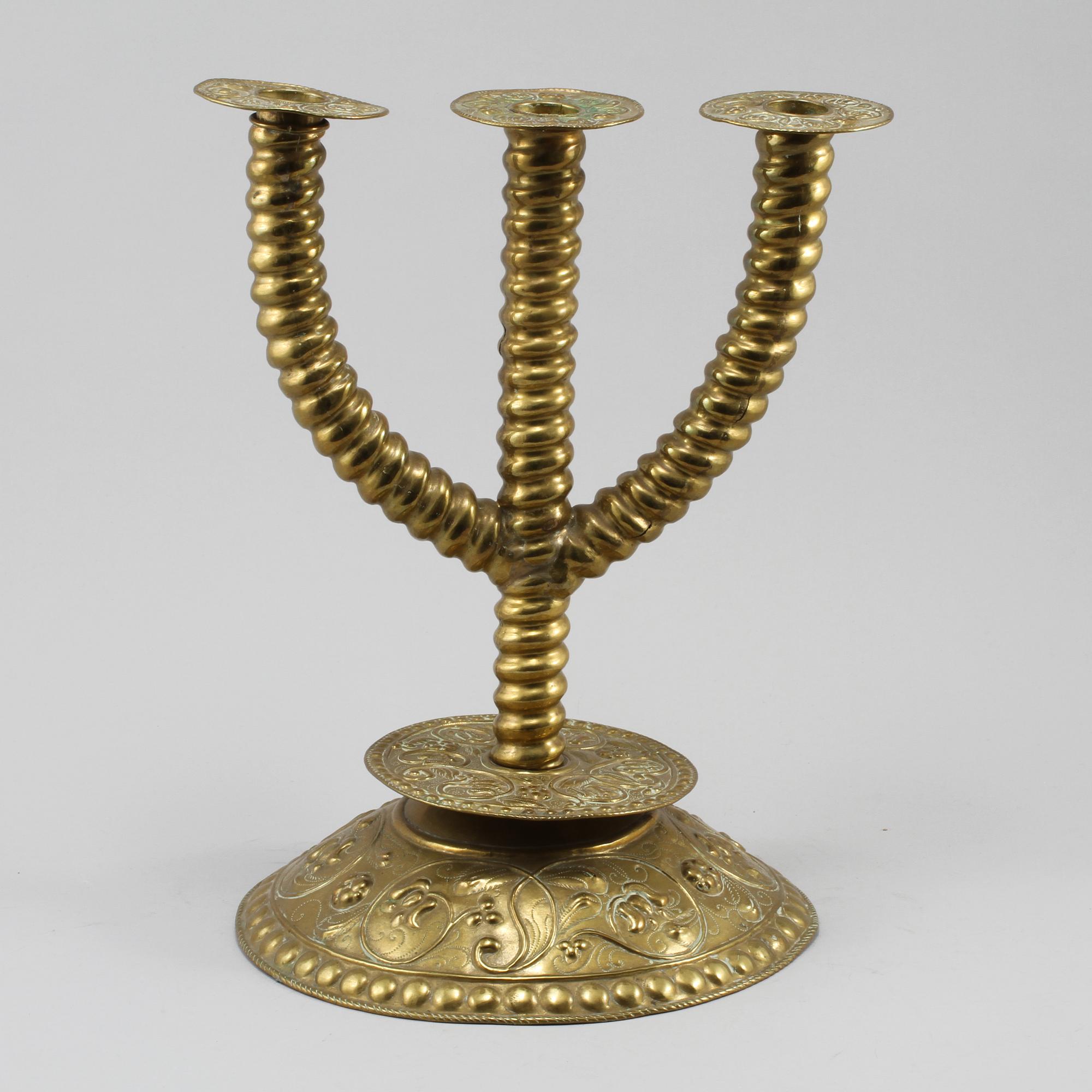 KANDELABER, barockstil, mässingsplåt, 1800-tal.