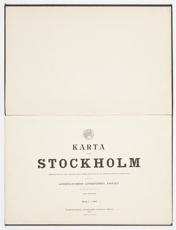 KARTBOK, "Karta öfver Stockholm", 1899, utgiven av generalstabens litografiska anstalt.