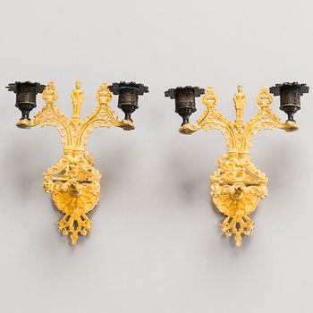 A PAIR OF WALL CANDLESTICKS.