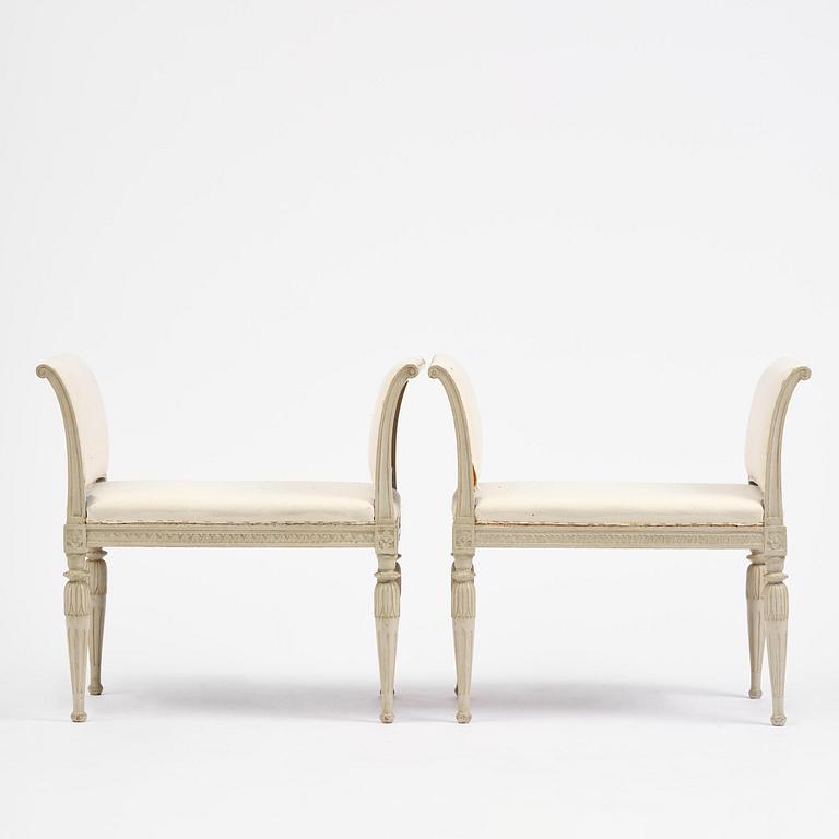 A pair of late Gustavian stools by C. J. Wadström (master in Stockholm 1788-1816).