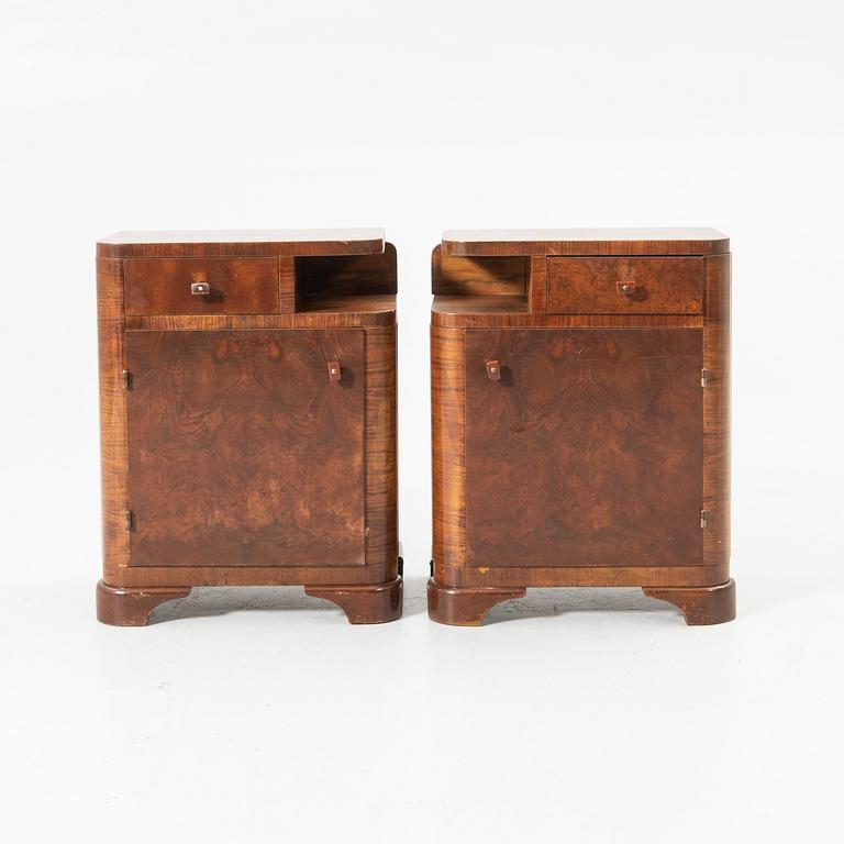 Bedside tables, a pair, first half of the 20th century.