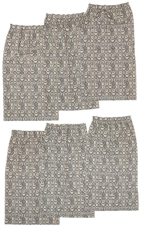 Stig Lindberg, Curtains, 6 lengths, in the “Fruktlåda” pattern.
