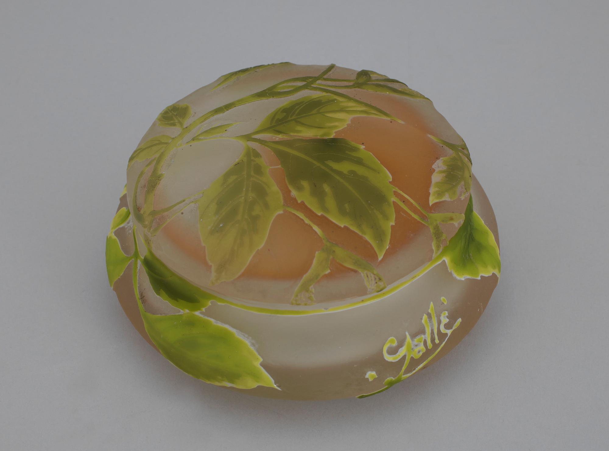 ASK MED LOCK, glas, Emile Gallé, Nancy, Frankrike. 1900-talets första hälft.